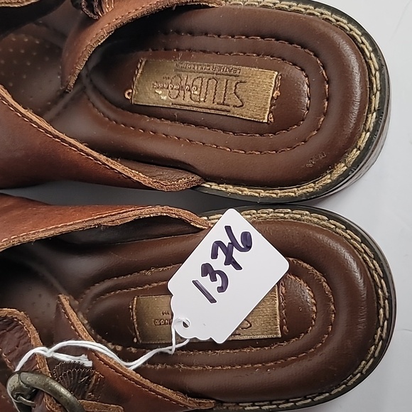 Studio du Monde Cameron 7.5 clogs brown double strap leather upper wood heel - Picture 9 of 9